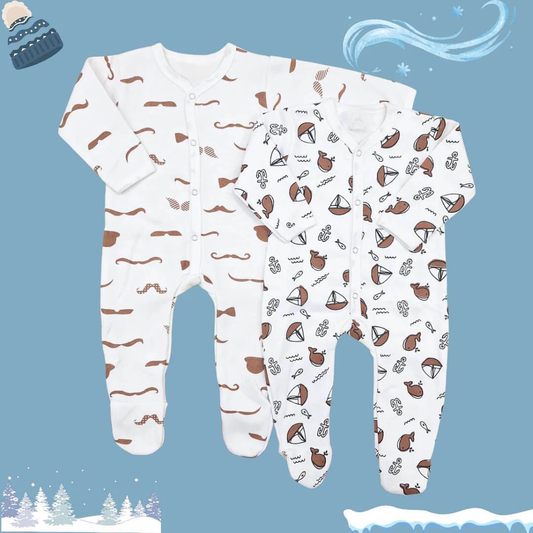 Pack of 2 Rompers - Fleece - Brown - Gentleman & Sea - Image 5