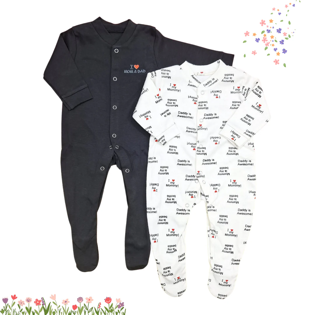 Pack of 2 Sleep Suits - Black - Mom & Dad - Image 2