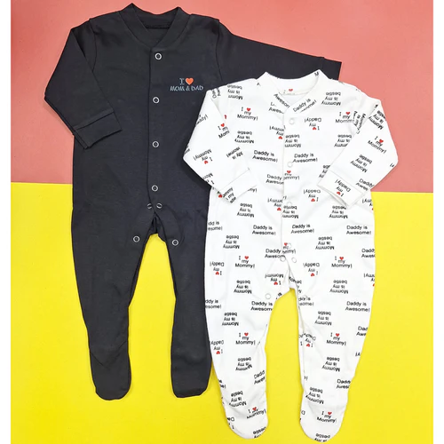 Pack of 2 Sleep Suits - Black - Mom & Dad - Image 3