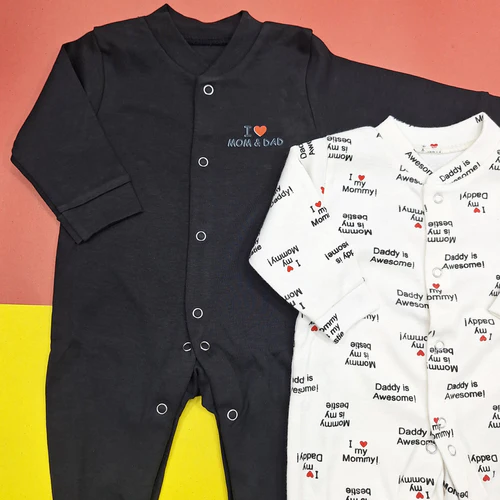 Pack of 2 Sleep Suits - Black - Mom & Dad - Image 4