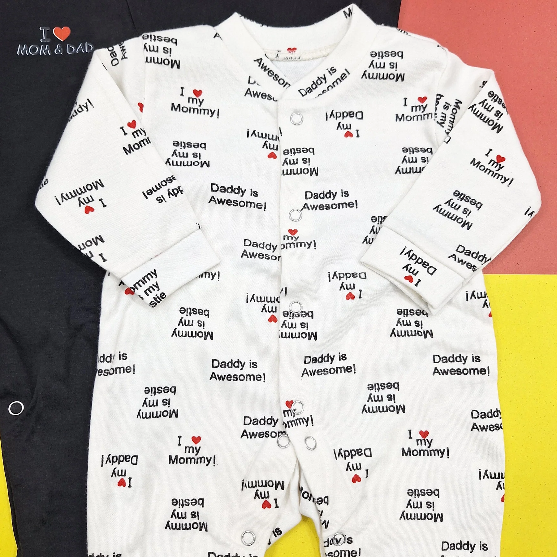 Pack of 2 Sleep Suits - Black - Mom & Dad - Image 5