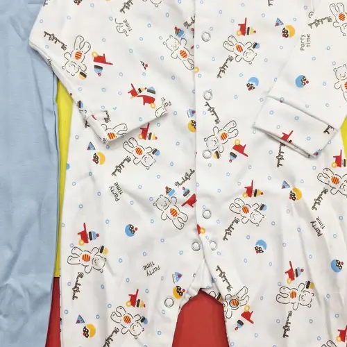 Long Sleeve Pack of 2 Open Feet Rompers - Blue & Bear - Image 8