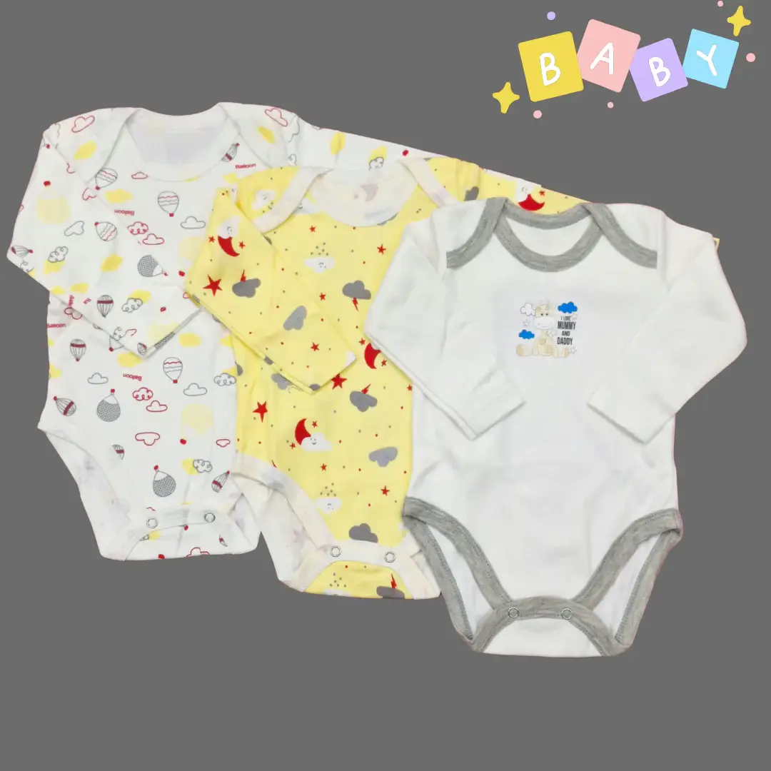 Pack of 3 Short Body Long Sleeves Bodysuits - Image 2