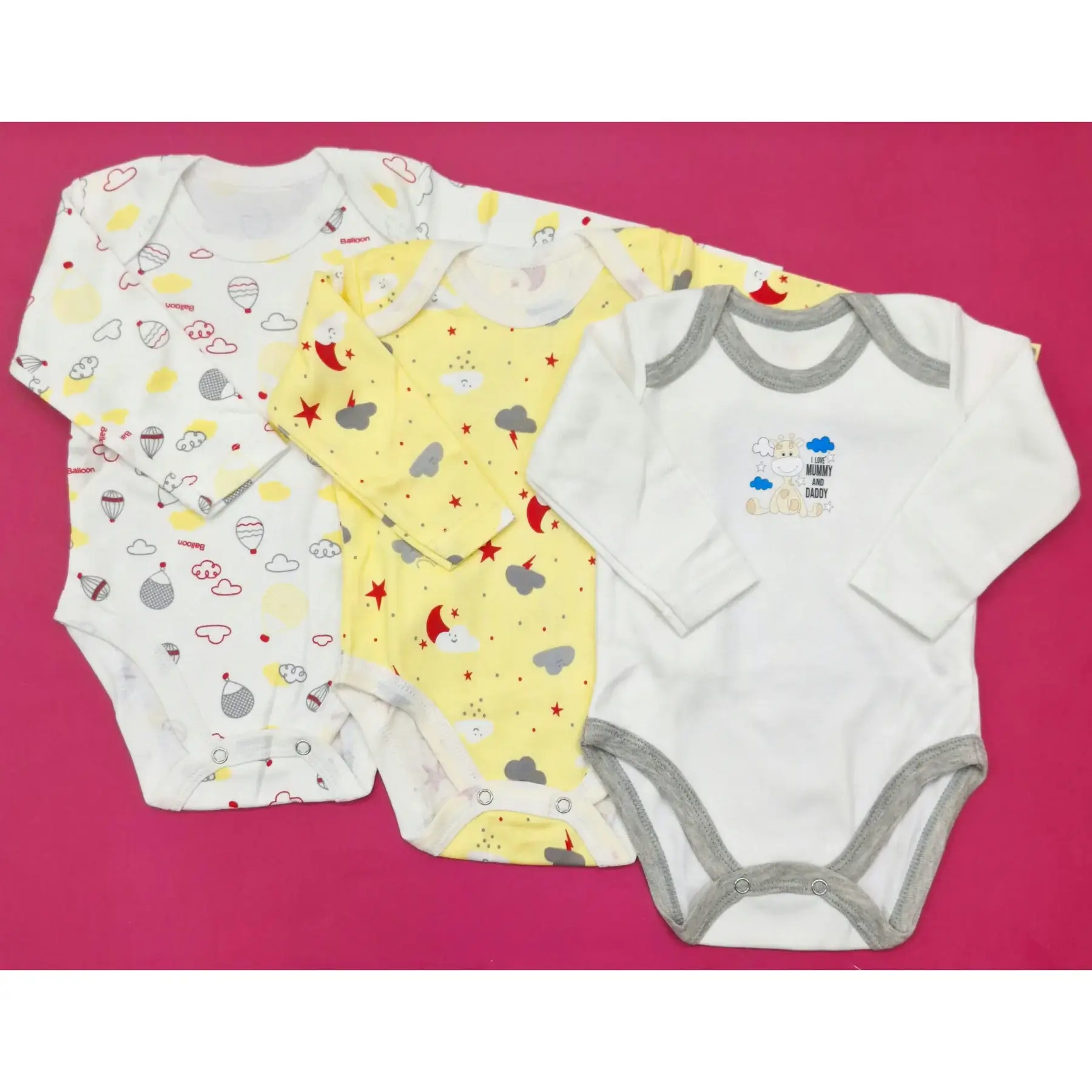 Pack of 3 Short Body Long Sleeves Bodysuits - Image 3