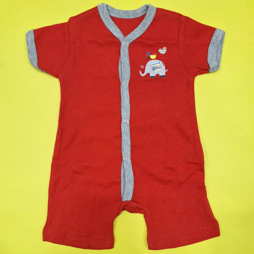 Pack of 3 Short Leg Rompers - Red - Image 5