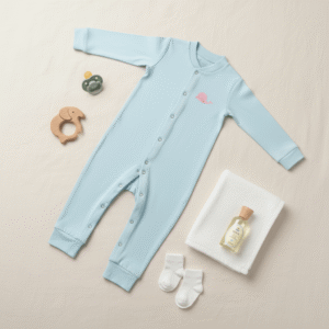 Aqua Whale Baby Romper – Soft Cotton Full Sleeve Sleepsuit