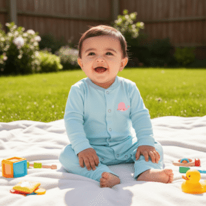 Aqua Whale Baby Romper – Soft Cotton Full Sleeve Sleepsuit