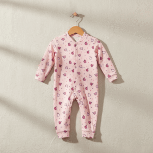 Baby Girl Pink Hearts Cotton Romper
