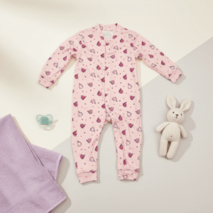 Baby Girl Pink Hearts Cotton Romper