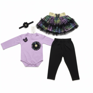 Baby Girl Purple Party Dress Set with Headband