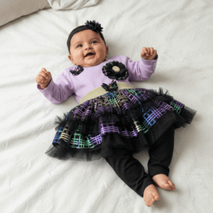 Baby Girl Purple Party Dress Set with Headband