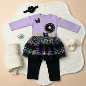 Baby Girl Purple Party Dress Set with Headband