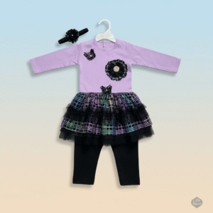 Baby Girl Purple Party Dress Set with Headband