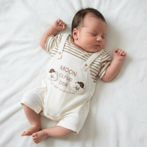 Imported Suspender Style Baby Romper – Bear Print Cotton Summer Newborn Outfit