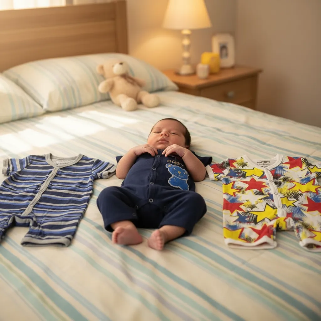 Newborn Baby Rompers Pack of 3 – Striped, Printed & Star Combo - Image 7