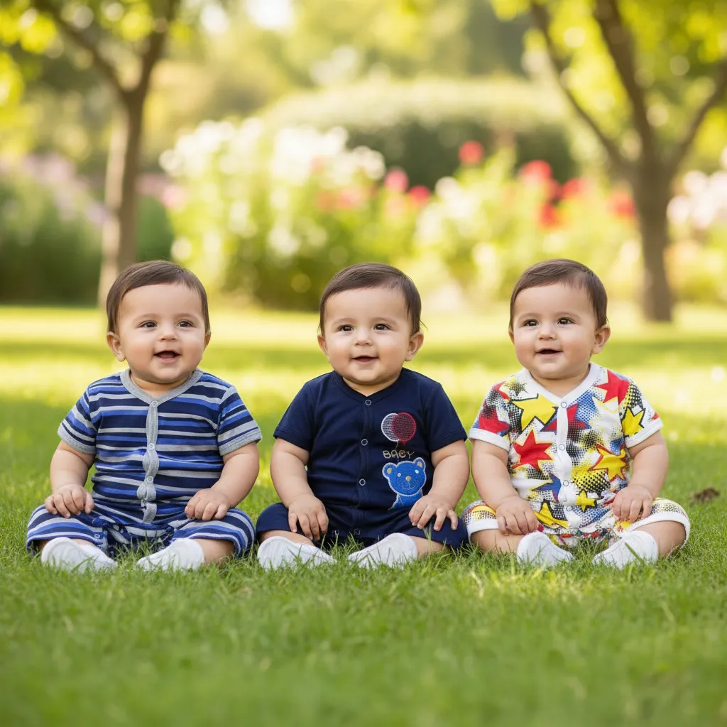 Newborn Baby Rompers Pack of 3 – Striped, Printed & Star Combo - Image 5