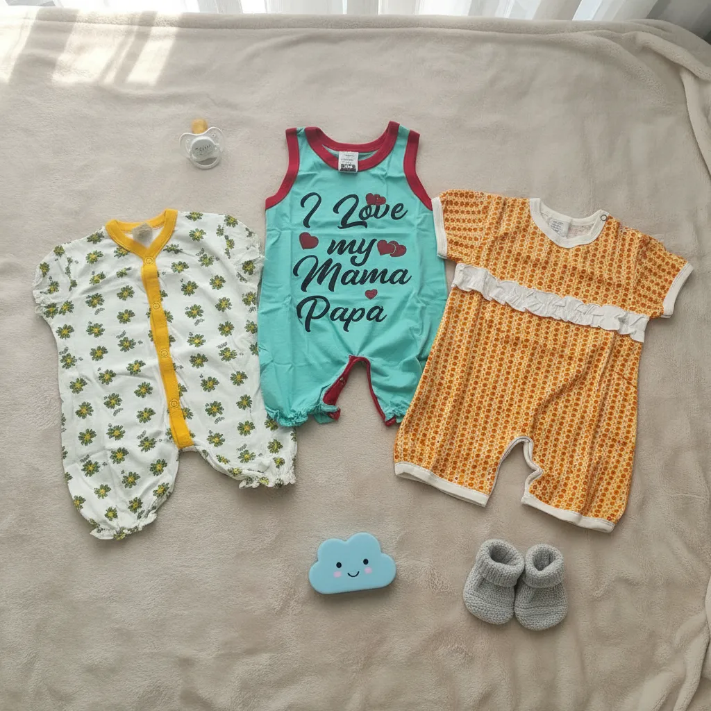 Pack of 3 Baby Cotton Rompers – Floral, “I Love Mama Papa” & Printed - Image 6