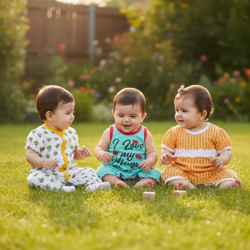 Pack of 3 Baby Cotton Rompers – Floral, “I Love Mama Papa” & Printed - Image 4