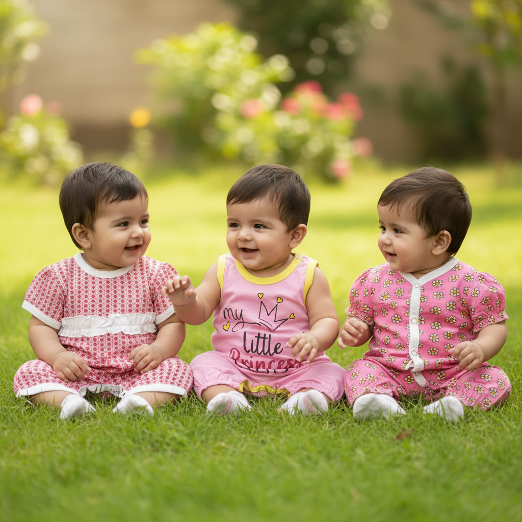 Pack of 3 Baby Rompers – Pink, Red, and Floral – Soft & Comfortable for Your Little One - Image 5