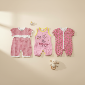 Pack of 3 Baby Rompers – Pink, Red, and Floral – Soft & Comfortable for Your Little One