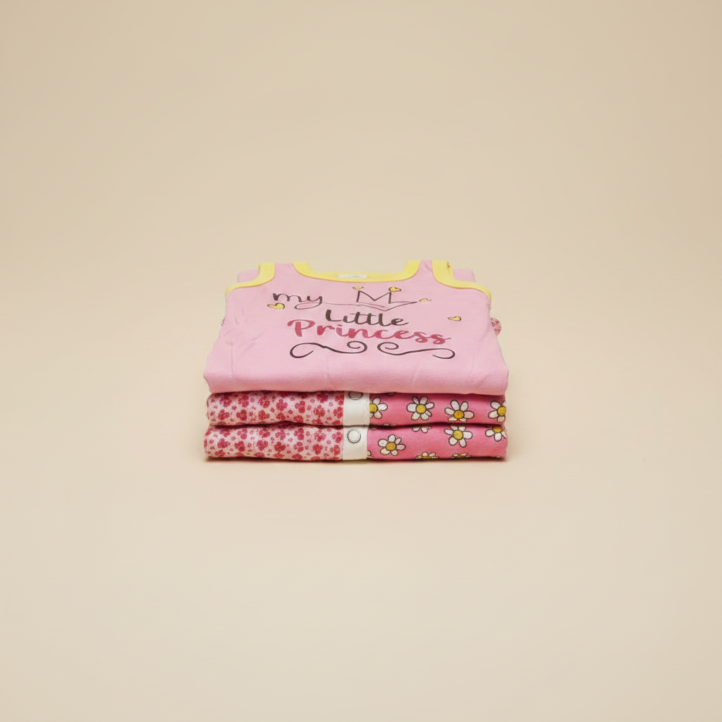 Pack of 3 Baby Rompers – Pink, Red, and Floral – Soft & Comfortable for Your Little One - Image 4
