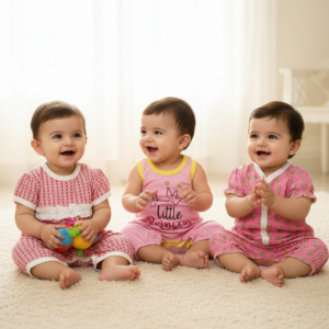 Pack of 3 Baby Rompers – Pink, Red, and Floral – Soft & Comfortable for Your Little One