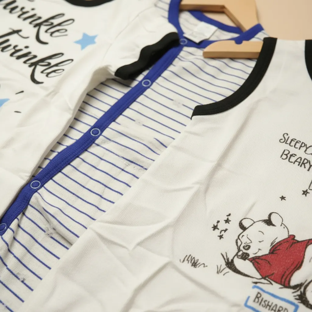 Pack of 3 Baby Rompers – White with "Twinkle Twinkle Little Star", Striped, and "Winnie the Pooh" - Image 7