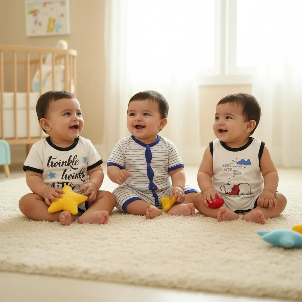 Pack of 3 Baby Rompers – White with "Twinkle Twinkle Little Star", Striped, and "Winnie the Pooh" - Image 6
