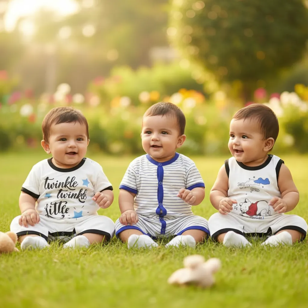 Pack of 3 Baby Rompers – White with "Twinkle Twinkle Little Star", Striped, and "Winnie the Pooh" - Image 2